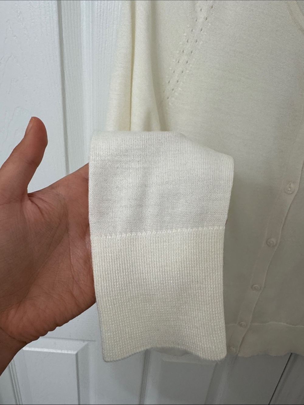 NWOT LOFT Cream Button-Front Lightweight Cardigan - Picture 3 of 6
